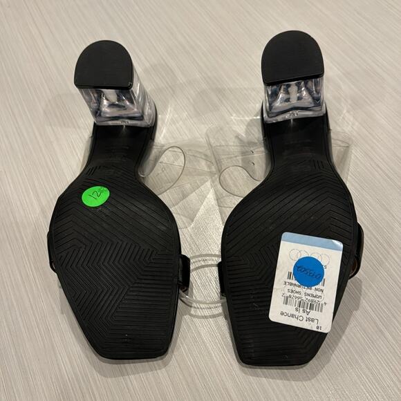 BP Naomi Clear Block Heel Sandals in Black/ Clear Straps. - Picture 9 of 10